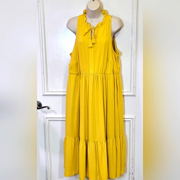 Torrid Sulphur Yellow Wash Gauze Tiered Sleeveless Midi Dress,Size 1 (1X),NWT - Picture 9 of 16